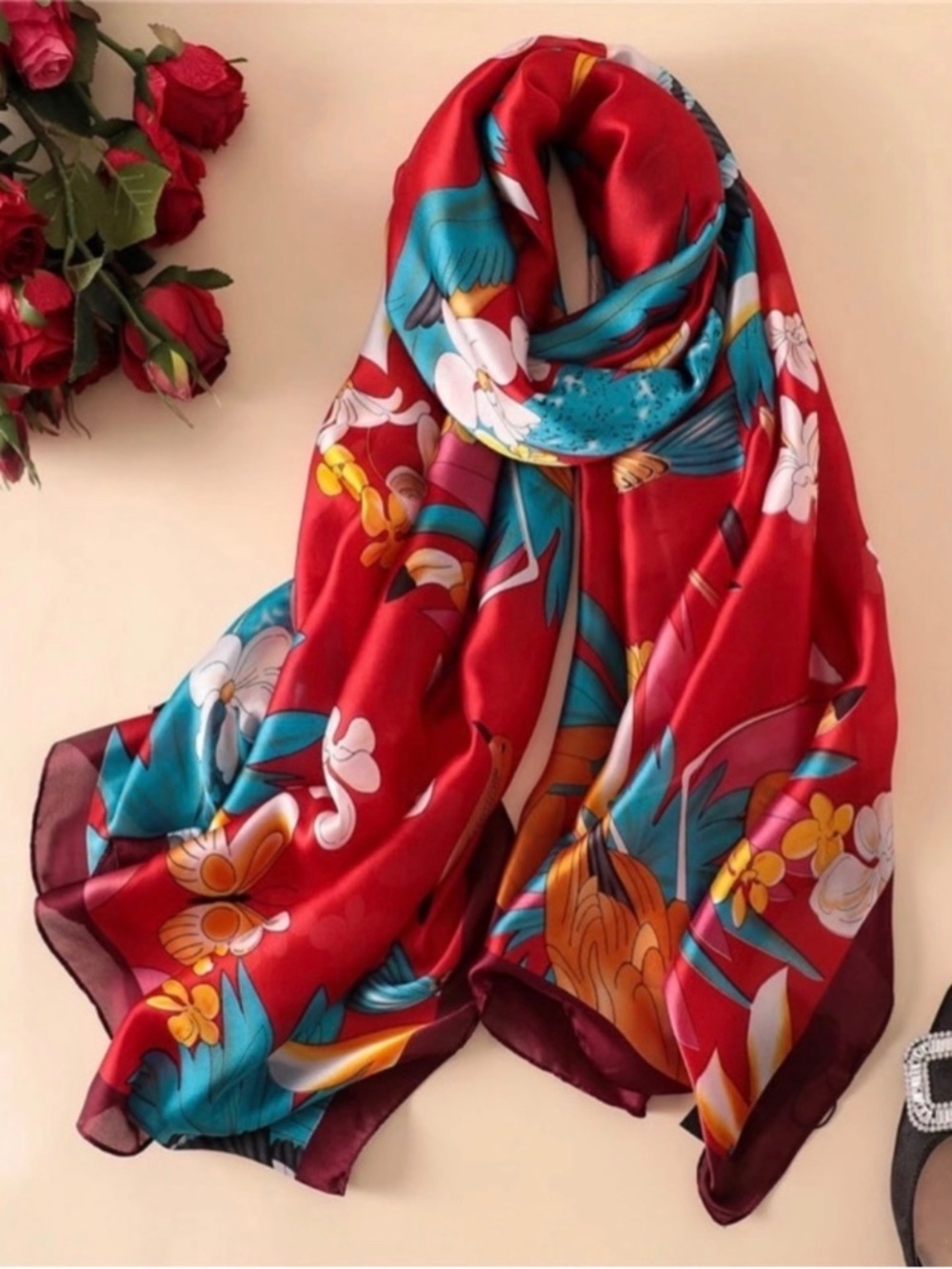 NWT SILK SCARF LUXURY STYLE STOLES WOMEN HEADBAND BAND STOLEN SHAWL PASHMINA